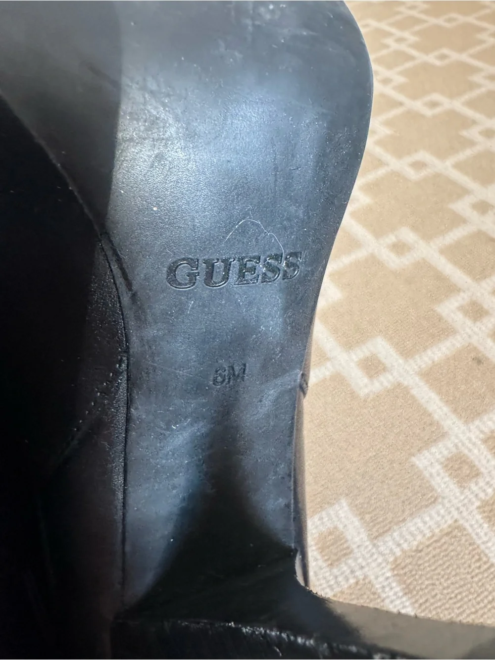 GUESS Leather Stiletto Ankle Booties Black Chelsea Heels Size 6